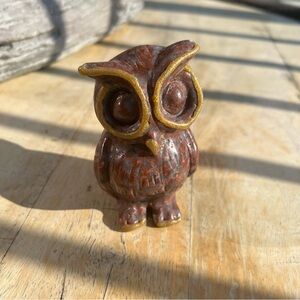 Hand-Carved Red Jasper Stone Owl Figurine | Crystal Decor